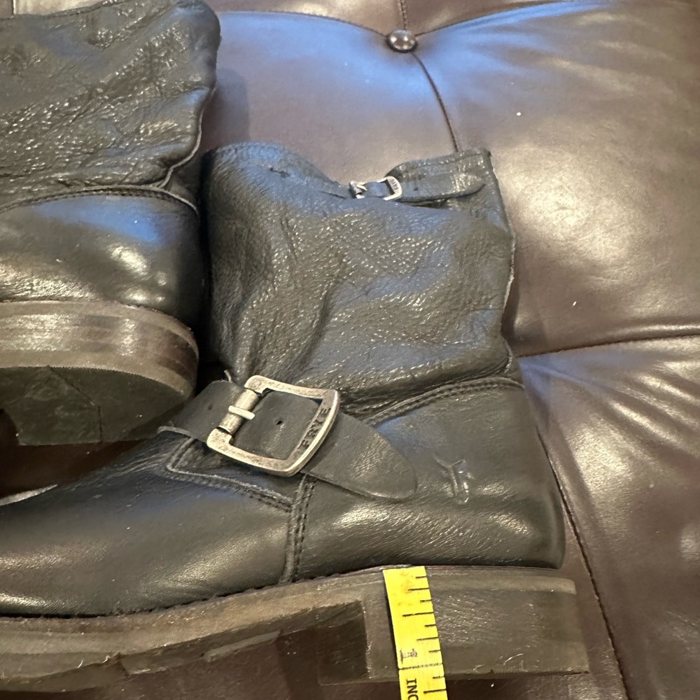 Frye slouchy leather boots; style 76509 black soft leather, like new - Picture 10 of 13